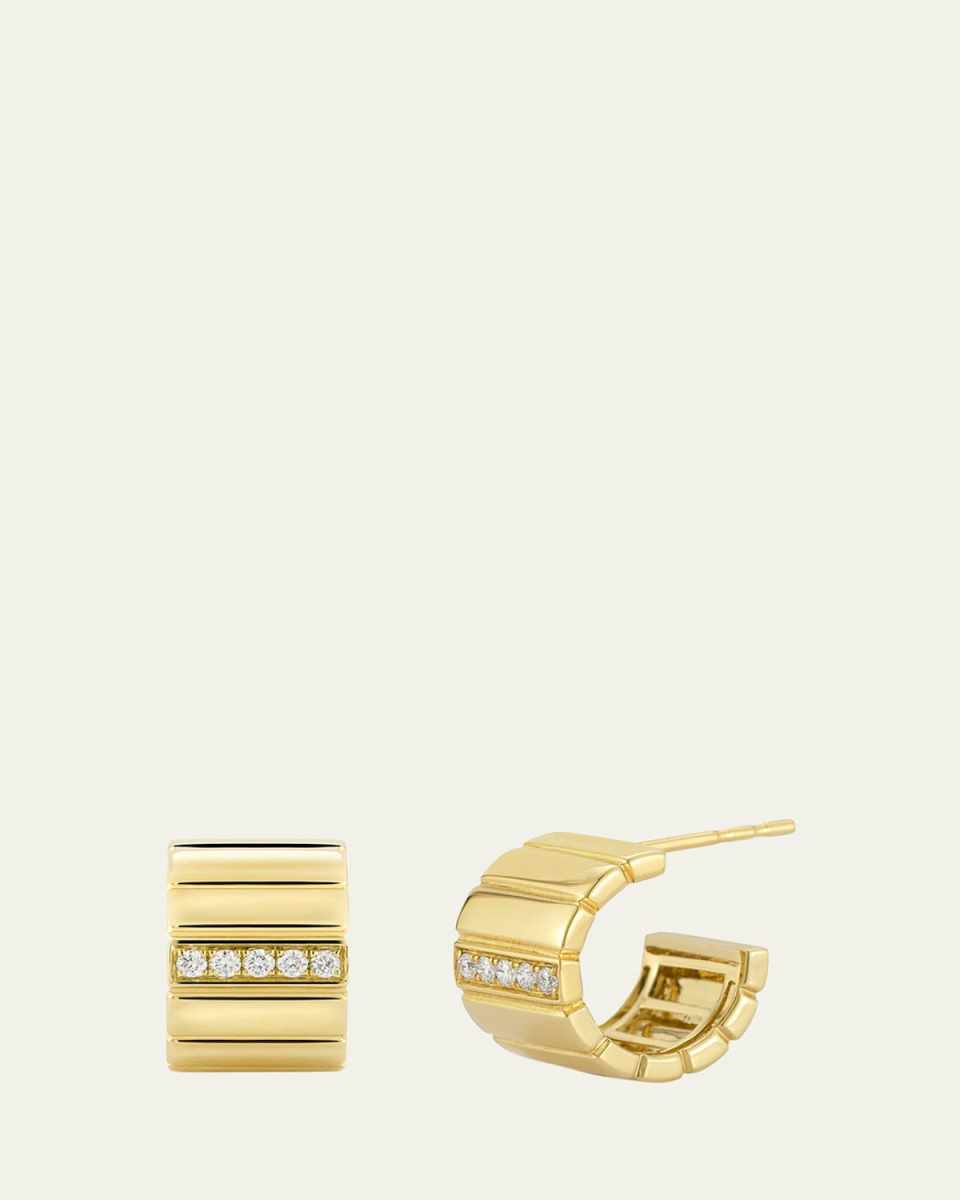 14K Gold Kaia Diamond Huggie Earrings, 13mm x 9mm